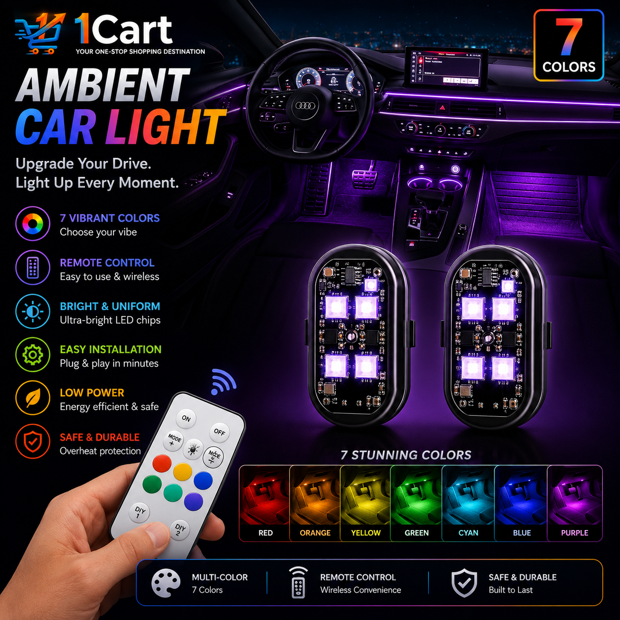 Wireless Car Interior Ambient Pods
