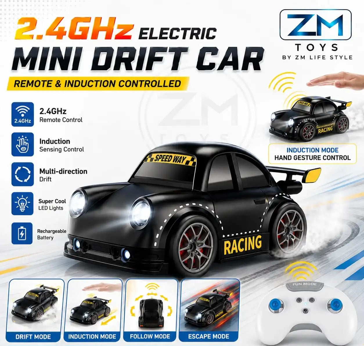 2.4GHz Electric Remote & Induction Controlled Mini Drift Car