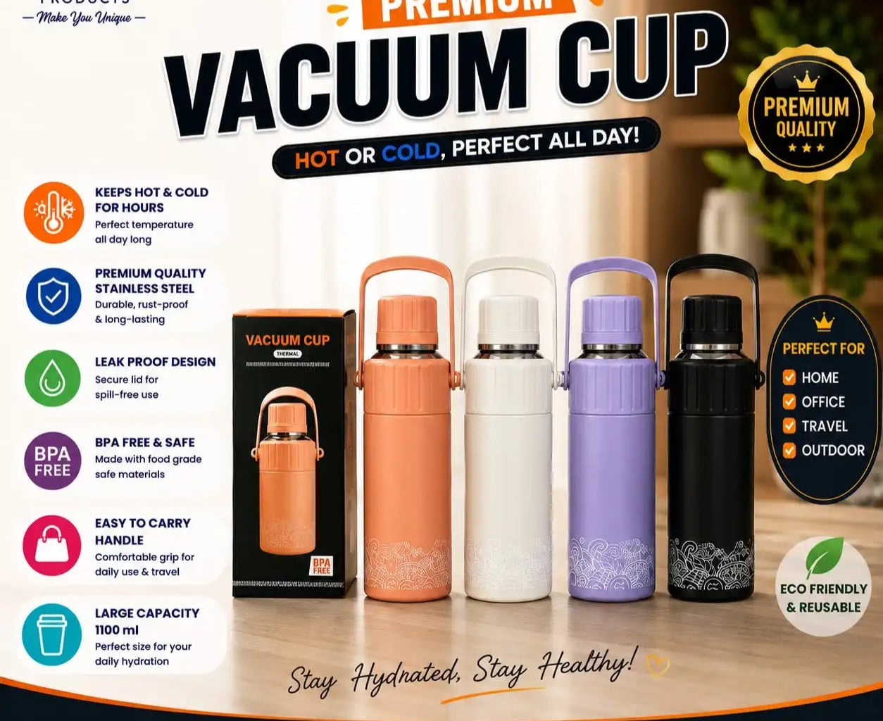 Premium Vacuum Cup – 1100ml