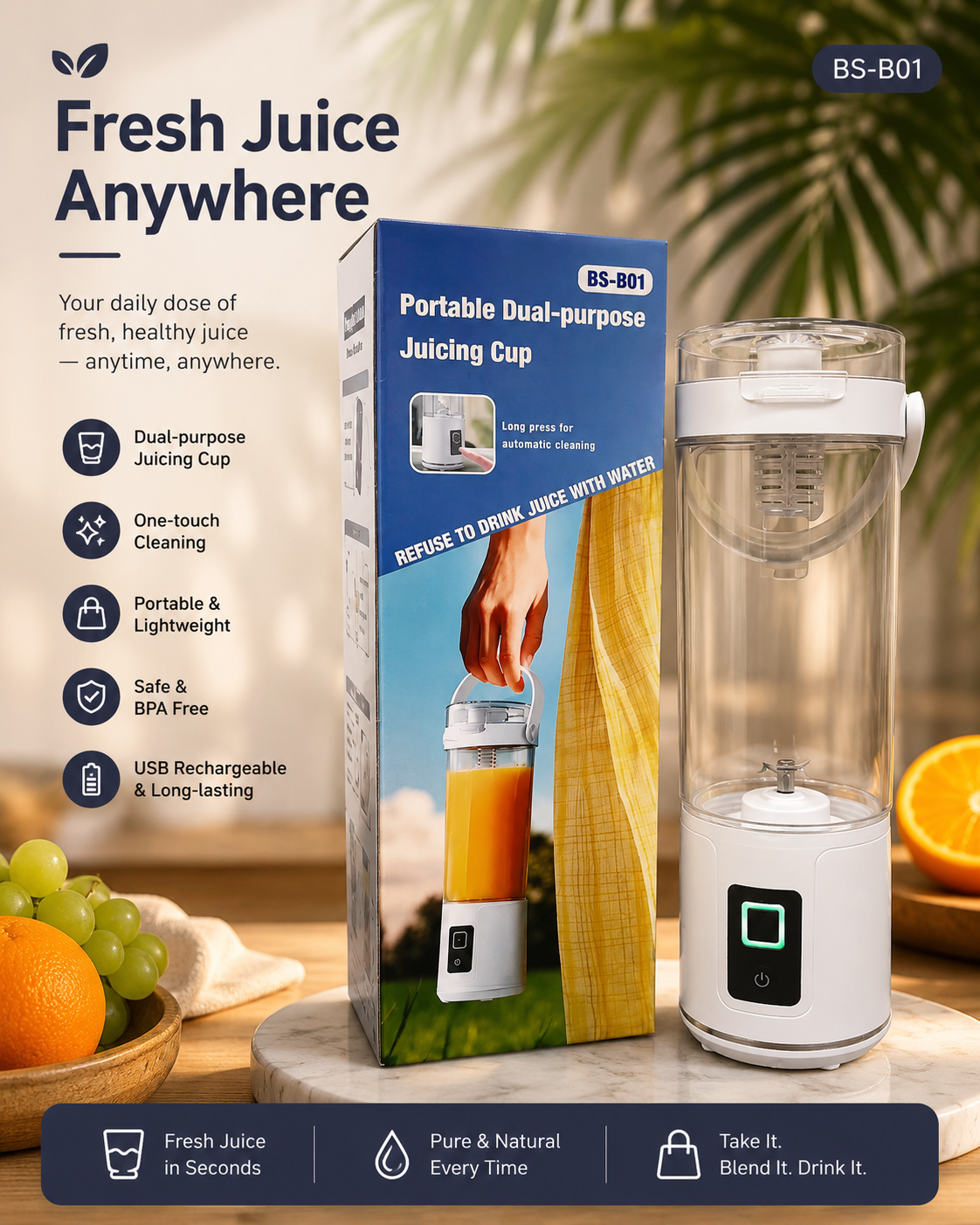 Portable Dual-Prospect Juicing Cup
